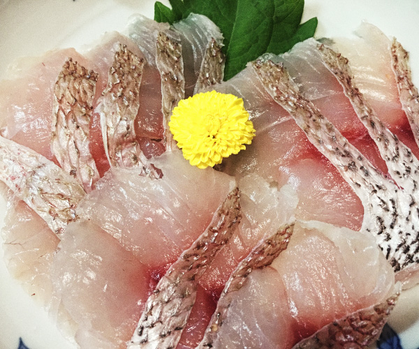 刺し身の上のタンポポ